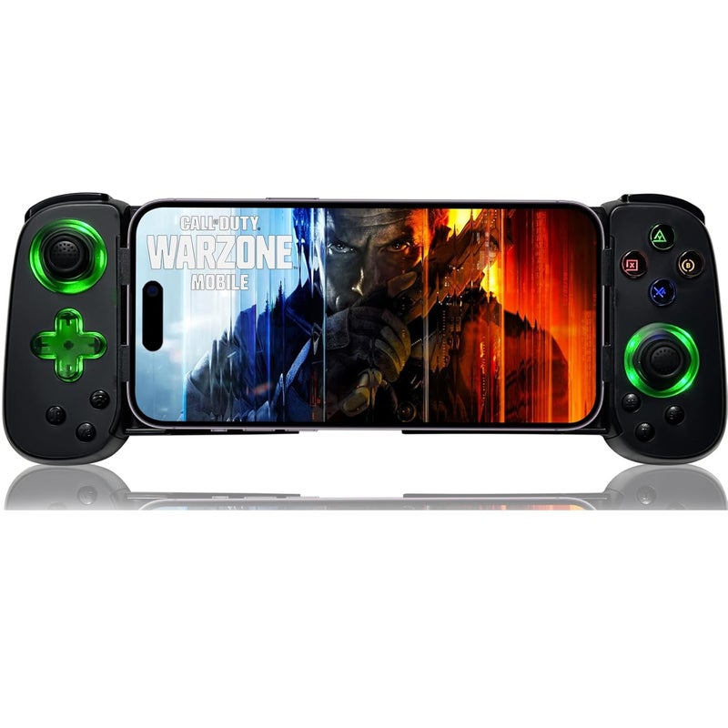 arVin Mobile Gaming Controller for iPhone Android with Phone CASE Support & Green Light, Wireless Gamepad for iPhone/iPad/Samsung/Tablet/Switch/PS4/PC, Play Xbox Cloud Gaming/PS Remote Play/Steam Link - Image 1
